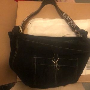 Tylie Malibu black purse suede leather with jeweled strap